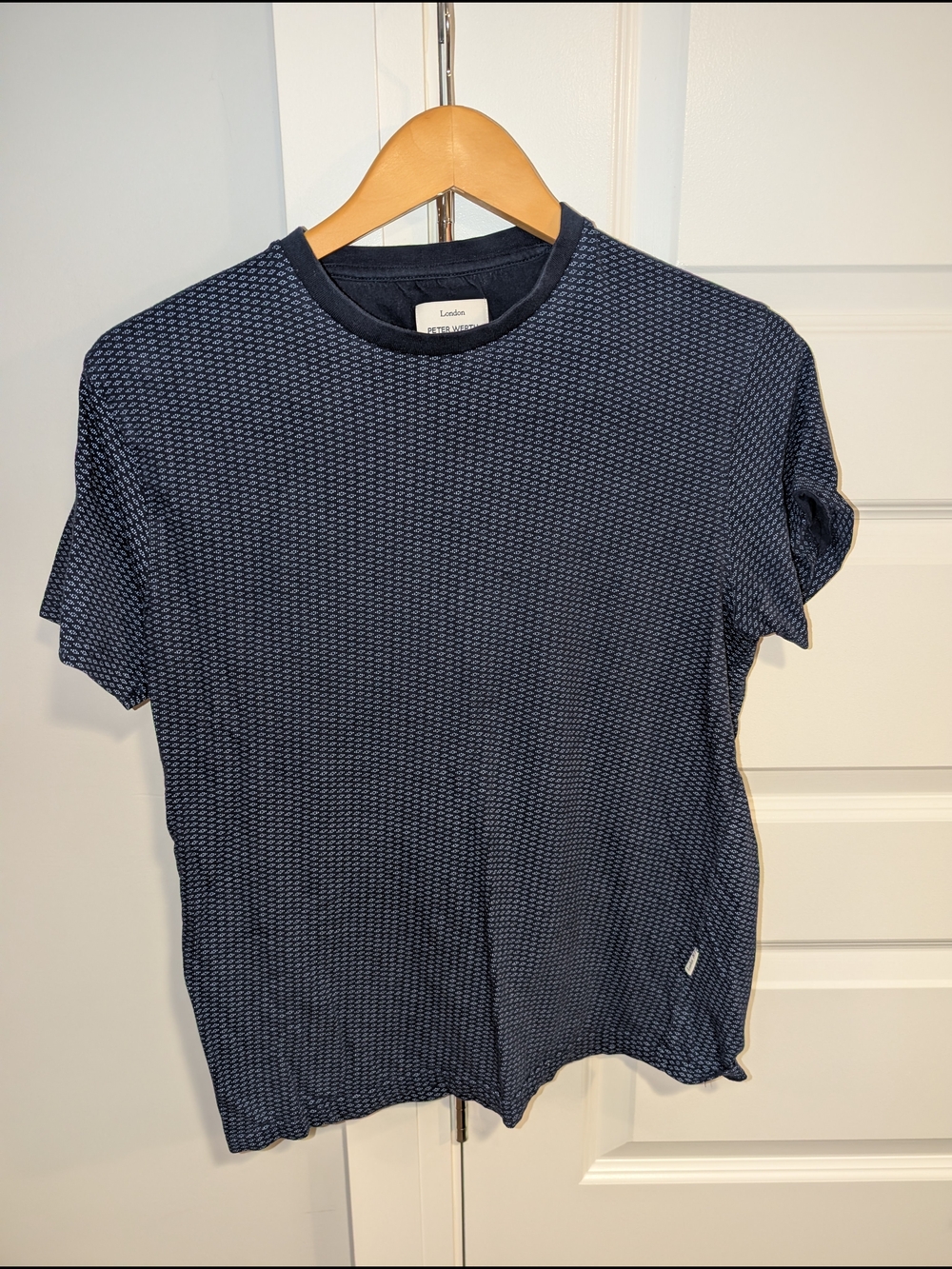 Peter Werth Navy Patterned Crew Neck Men's Shirt